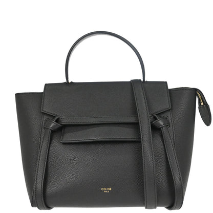 Celine Black Leather Belt Bag Micro 2way Shoulder Handbag