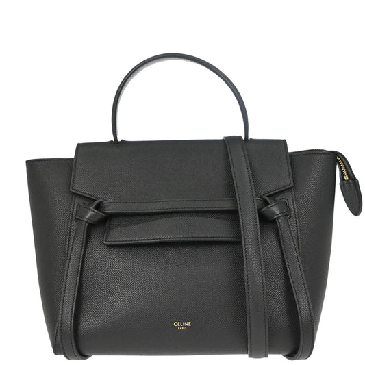 Celine Black Leather Belt Bag Micro 2way Shoulder Handbag