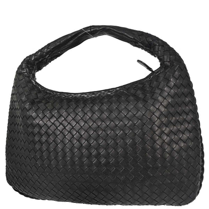 Bottega Veneta Black Lambskin Intrecciato Hobo Handbag