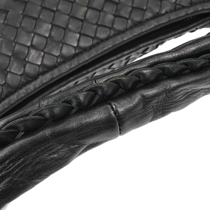 Bottega Veneta Black Lambskin Intrecciato Hobo Handbag