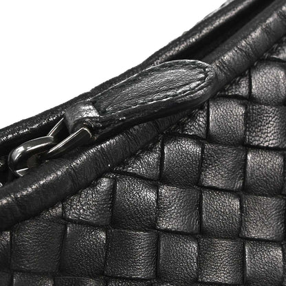 Bottega Veneta Black Lambskin Intrecciato Hobo Handbag