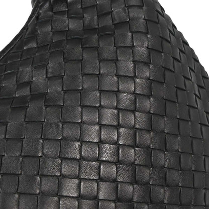 Bottega Veneta Black Lambskin Intrecciato Hobo Handbag