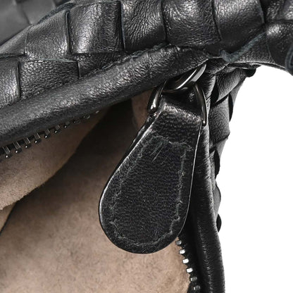 Bottega Veneta Black Lambskin Intrecciato Hobo Handbag