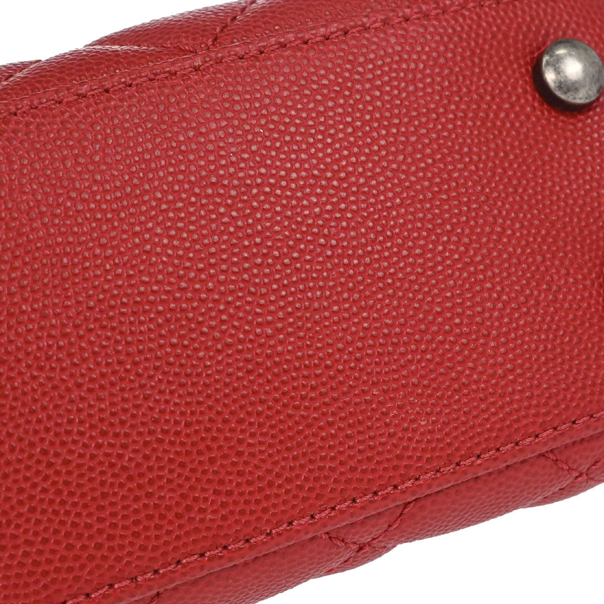 Chanel Red Caviar Skin Coco Handle 2way Shoulder Handbag
