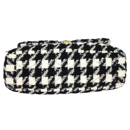 Chanel Black White Tweed Houndstooth Dix-neuf 19 Flap 2way Shoulder Handbag