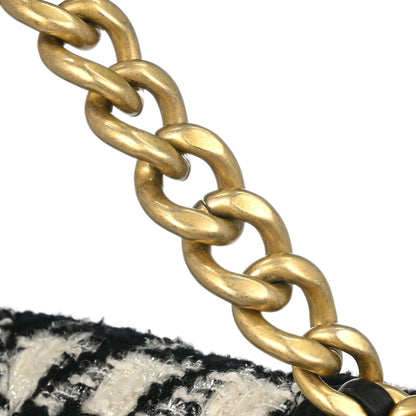 Chanel Black White Tweed Houndstooth Dix-neuf 19 Flap 2way Shoulder Handbag