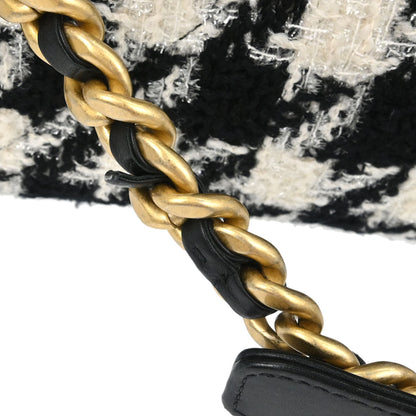 Chanel Black White Tweed Houndstooth Dix-neuf 19 Flap 2way Shoulder Handbag