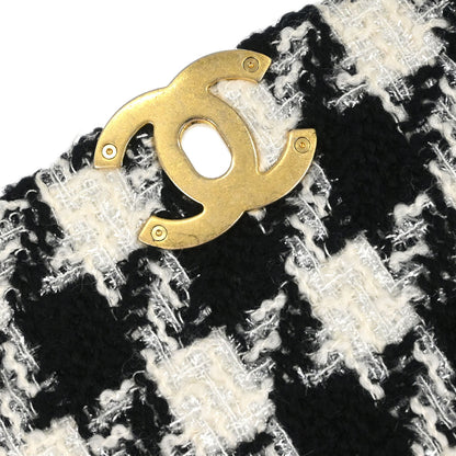 Chanel Black White Tweed Houndstooth Dix-neuf 19 Flap 2way Shoulder Handbag