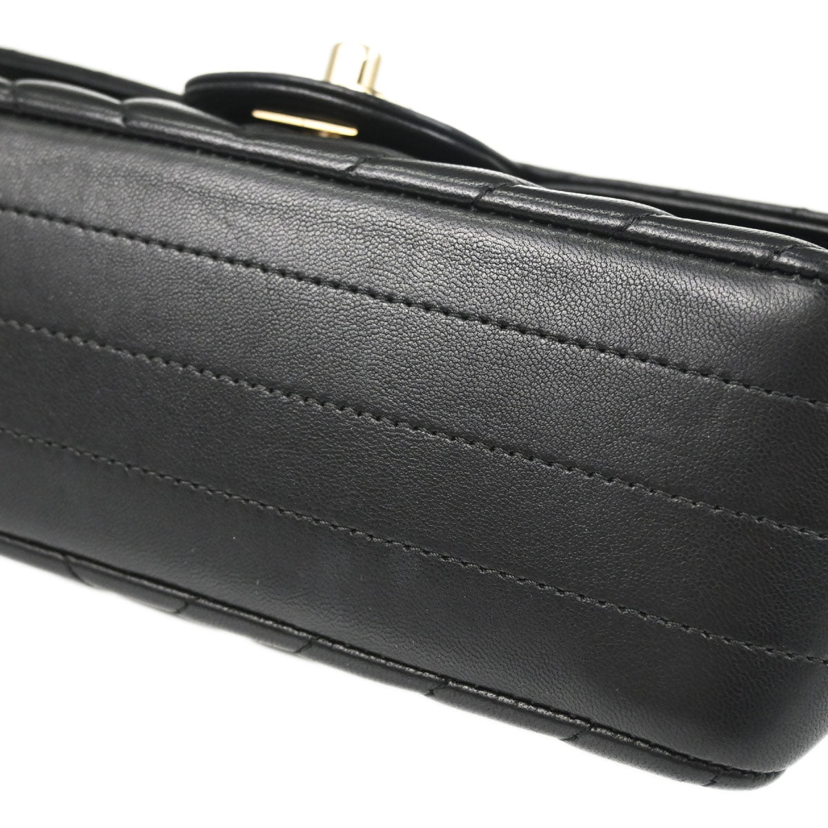 Chanel Black Lambskin Chevron Single Flap Shoulder Bag
