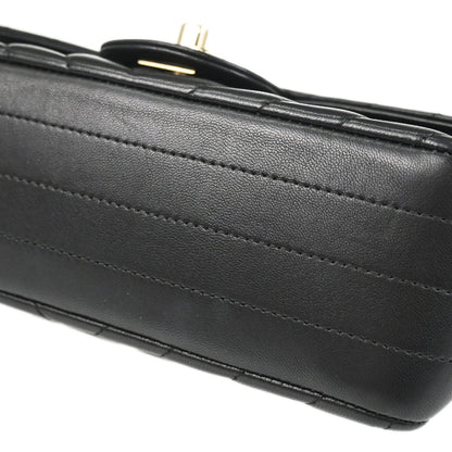 Chanel Black Lambskin Chevron Single Flap Shoulder Bag