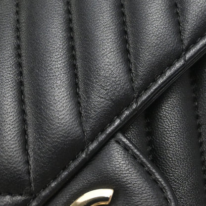 Chanel Black Lambskin Chevron Single Flap Shoulder Bag