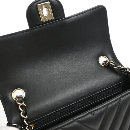Chanel Black Lambskin Chevron Single Flap Shoulder Bag