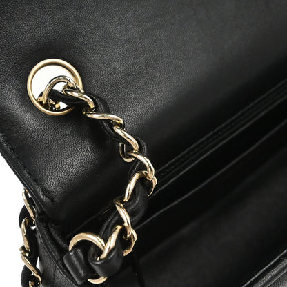 Chanel Black Lambskin Chevron Single Flap Shoulder Bag