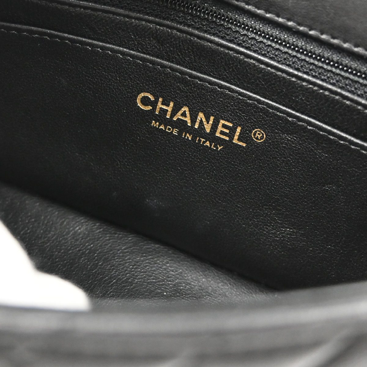 Chanel Black Lambskin Chevron Single Flap Shoulder Bag