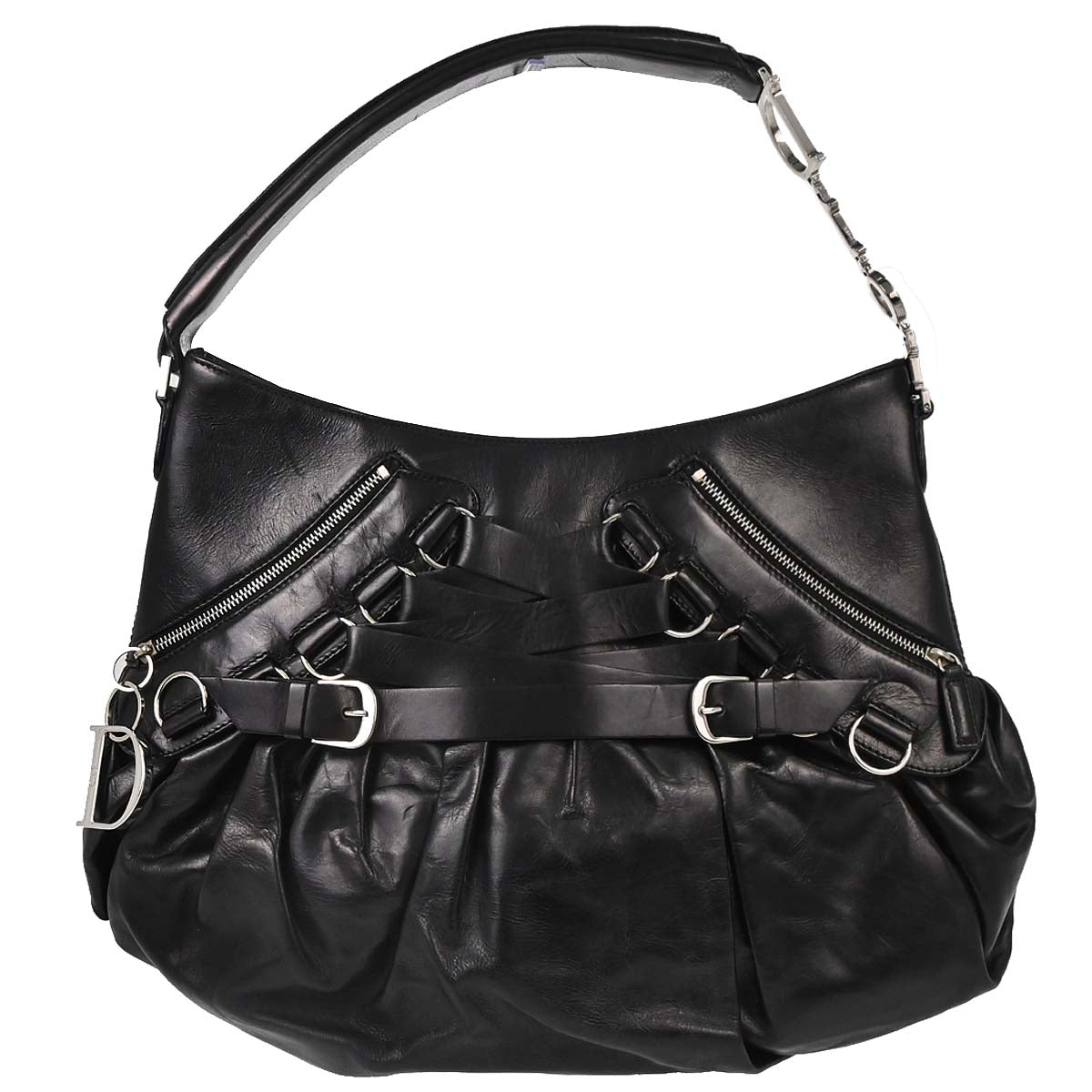 Christian Dior Black Leather Corset Bag Handbag
