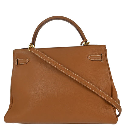Hermes Gold Taurillon Clemence Kelly 32 Retourne 2way Shoulder Handbag