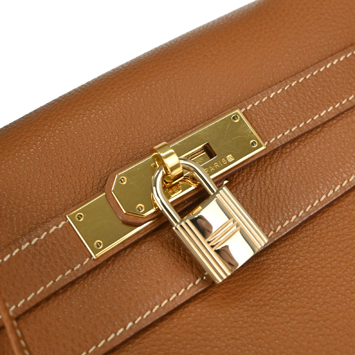 Hermes Gold Taurillon Clemence Kelly 32 Retourne 2way Shoulder Handbag