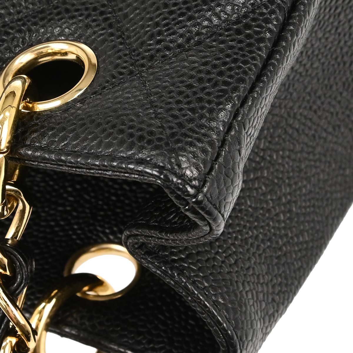 Chanel 2004-2005 Black Caviar Skin Petite Shopping Tote PST Chain Handbag