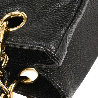 Chanel 2004-2005 Black Caviar Skin Petite Shopping Tote PST Chain Handbag
