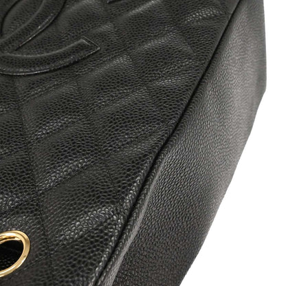 Chanel 2004-2005 Black Caviar Skin Petite Shopping Tote PST Chain Handbag