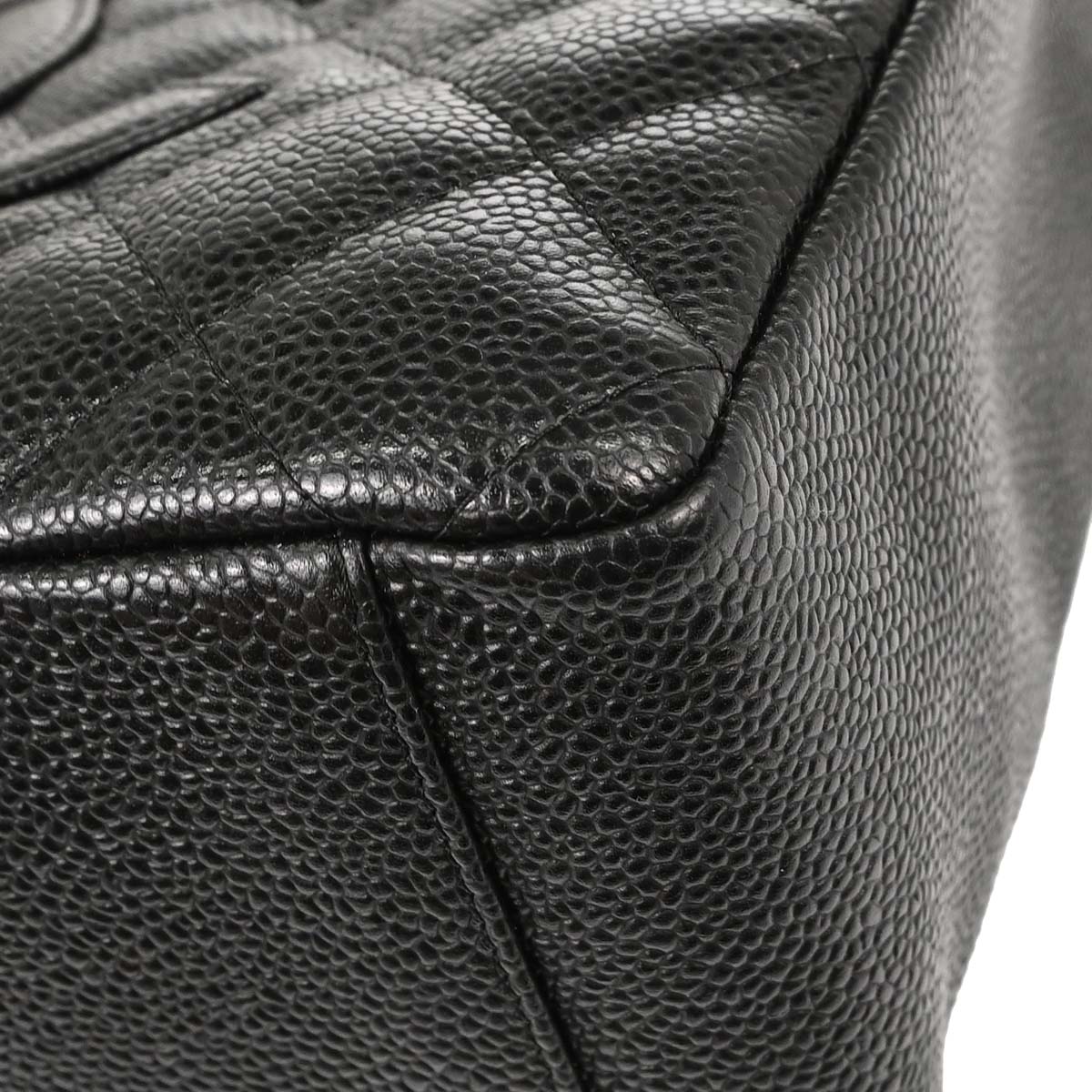 Chanel 2004-2005 Black Caviar Skin Petite Shopping Tote PST Chain Handbag