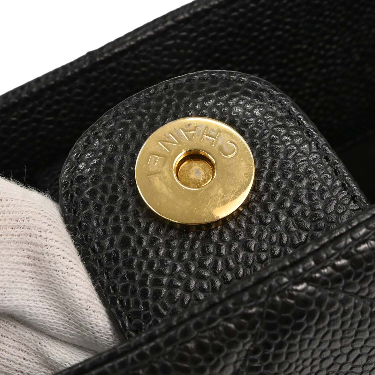 Chanel 2004-2005 Black Caviar Skin Petite Shopping Tote PST Chain Handbag