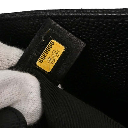 Chanel 2004-2005 Black Caviar Skin Petite Shopping Tote PST Chain Handbag