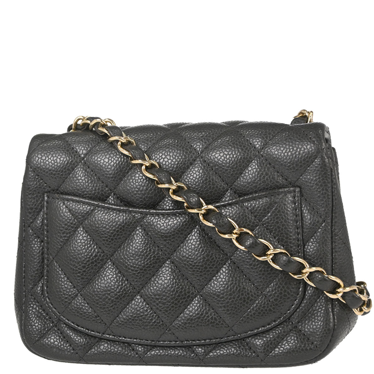 Chanel 2018 Gray Caviar Skin Mini Classic Square Flap Shoulder Bag 17
