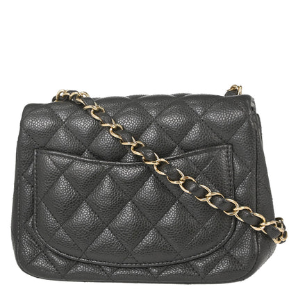 Chanel 2018 Gray Caviar Skin Mini Classic Square Flap Shoulder Bag 17