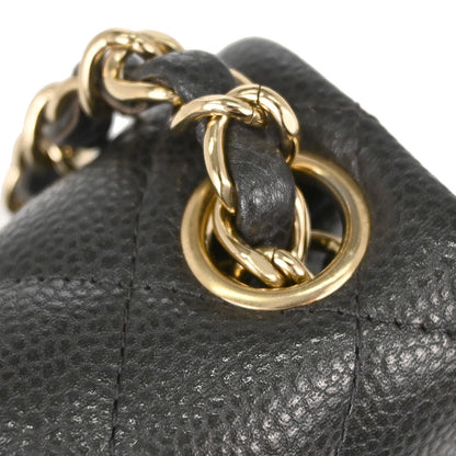 Chanel 2018 Gray Caviar Skin Mini Classic Square Flap Shoulder Bag 17