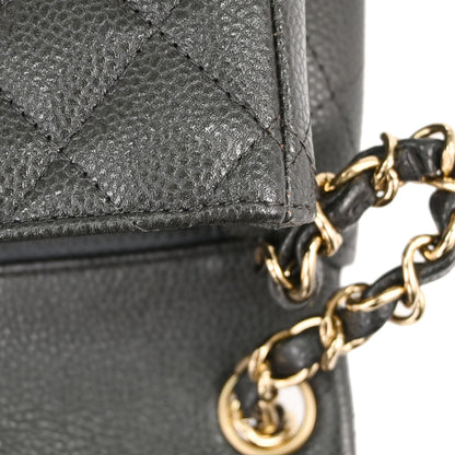 Chanel 2018 Gray Caviar Skin Mini Classic Square Flap Shoulder Bag 17