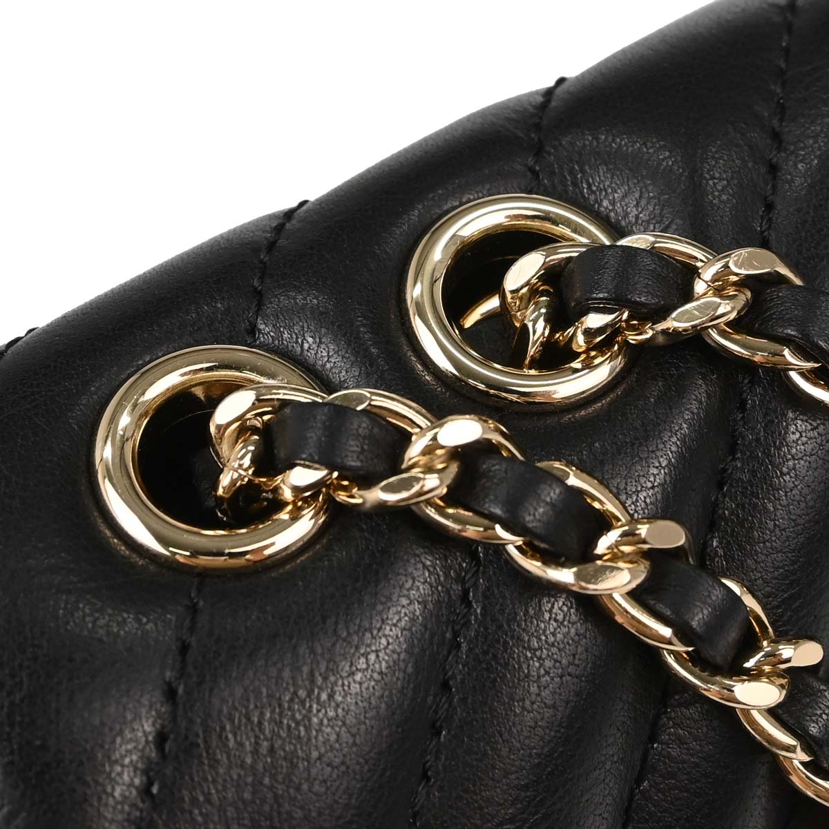 Chanel Black Lambskin Chevron Turnlock Mini Full Flap Shoulder Bag