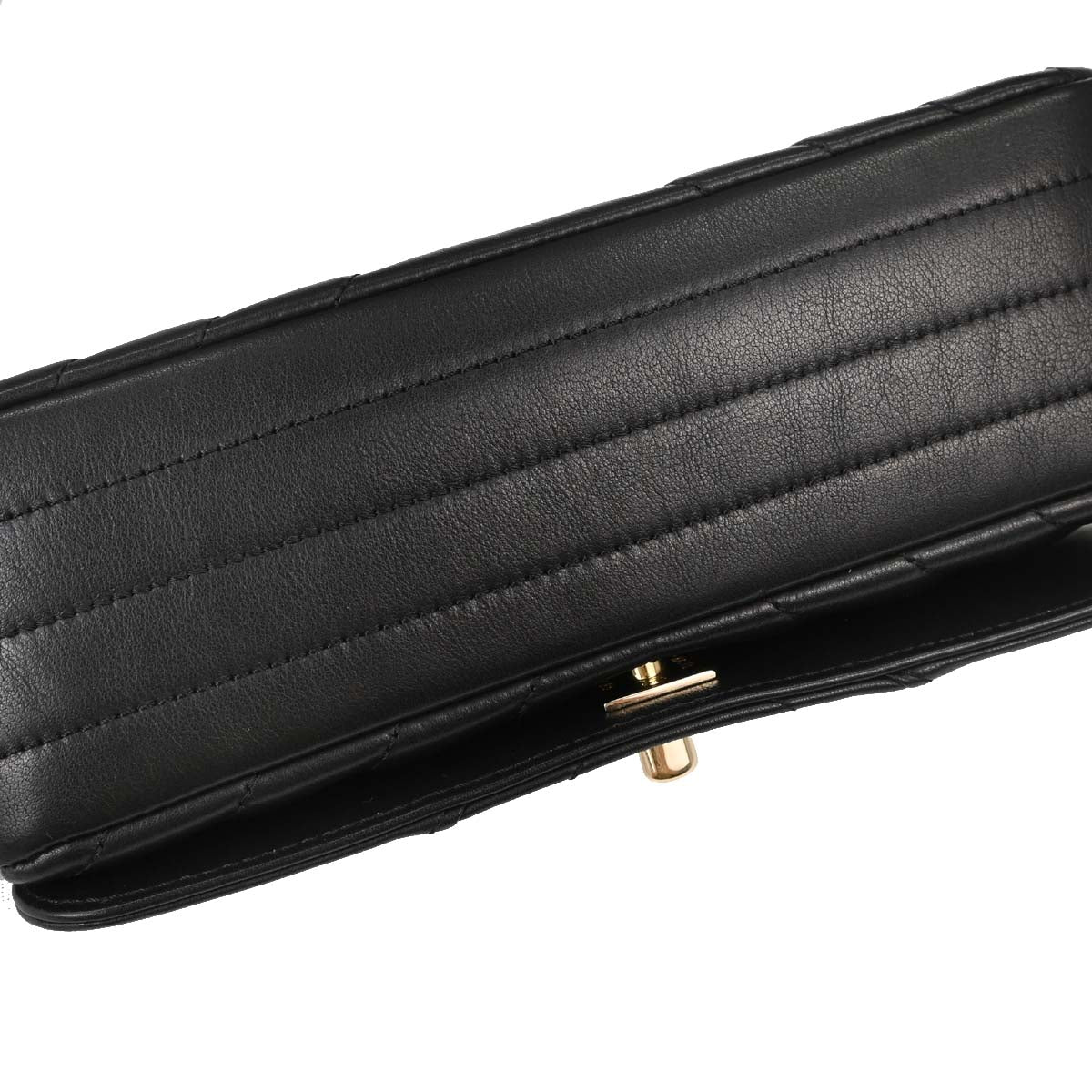 Chanel Black Lambskin Chevron Turnlock Mini Full Flap Shoulder Bag