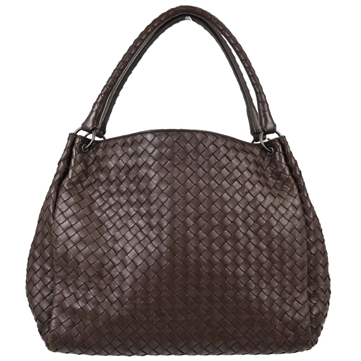 Bottega Veneta Brown Lambskin Intrecciato Tote Handbag