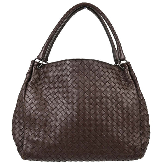 Bottega Veneta Brown Lambskin Intrecciato Tote Handbag