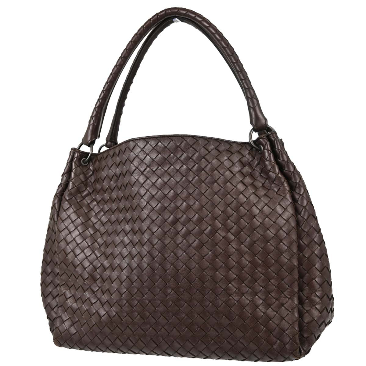 Bottega Veneta Brown Lambskin Intrecciato Tote Handbag