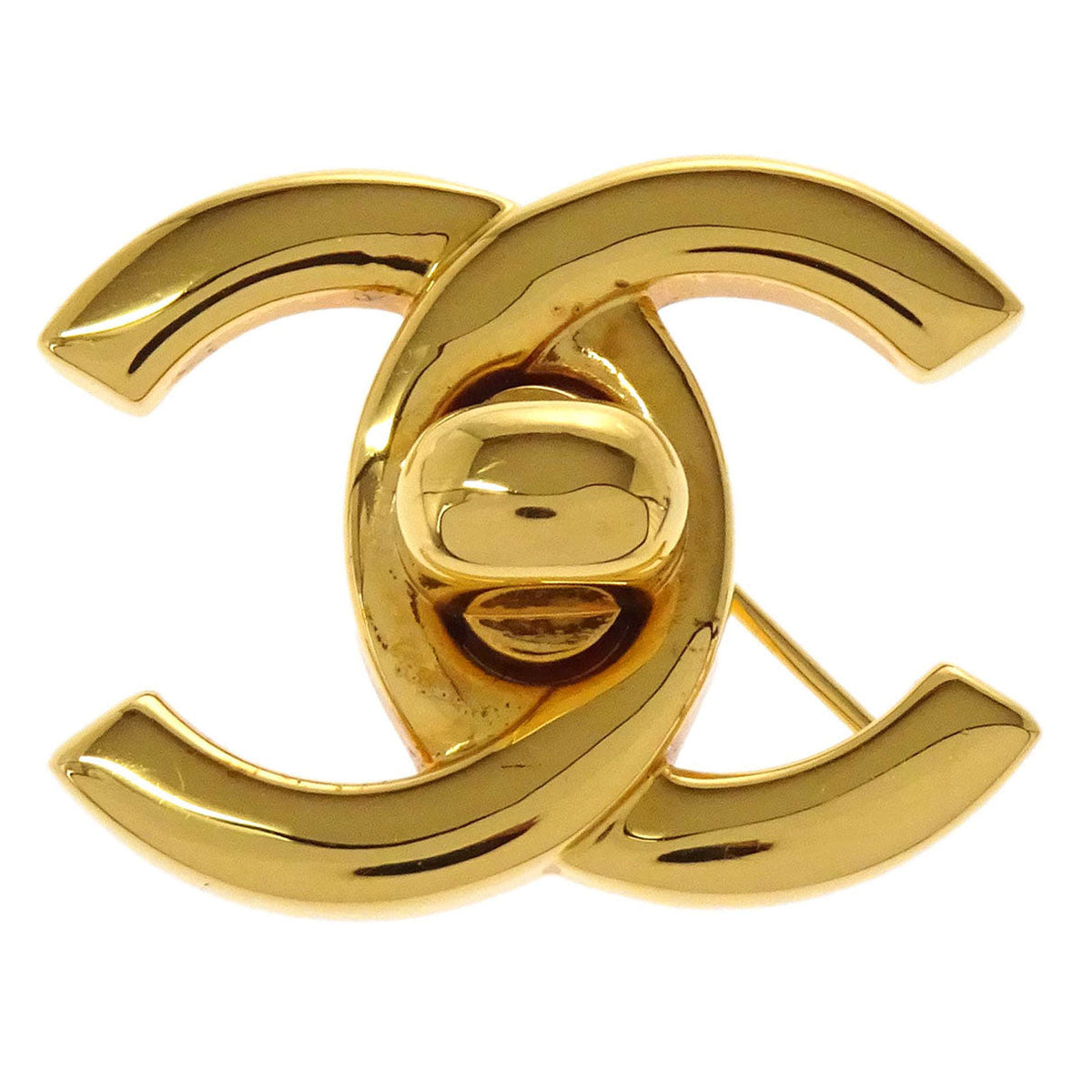 Chanel Turnlock Brooch Pin Gold Small 96P