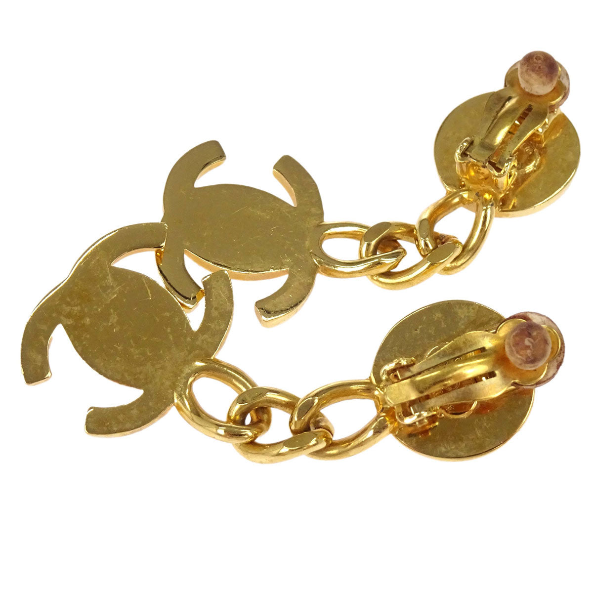Chanel CC Turnlock Dangle Clip-On Earrings Gold 96A