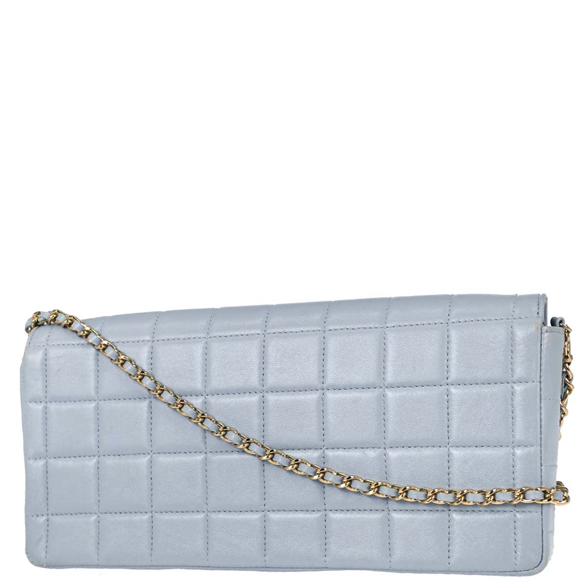 Chanel 2001-2003 Light Blue Lambskin Choco Bar East West Shoulder Bag