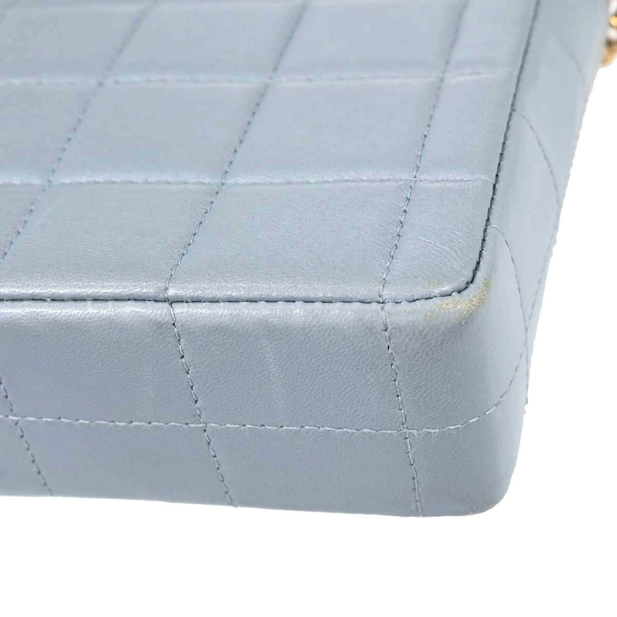 Chanel 2001-2003 Light Blue Lambskin Choco Bar East West Shoulder Bag