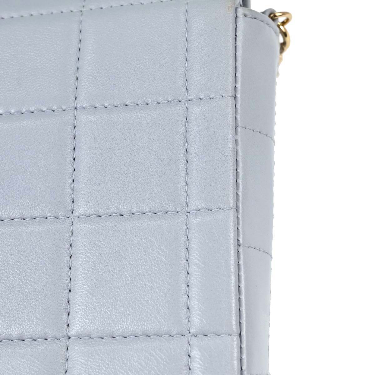 Chanel 2001-2003 Light Blue Lambskin Choco Bar East West Shoulder Bag