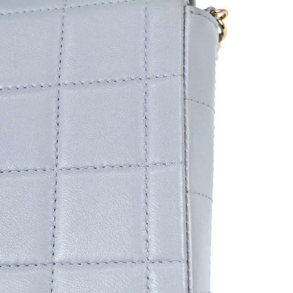 Chanel 2001-2003 Light Blue Lambskin Choco Bar East West Shoulder Bag