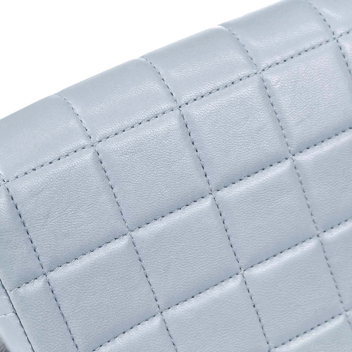 Chanel 2001-2003 Light Blue Lambskin Choco Bar East West Shoulder Bag