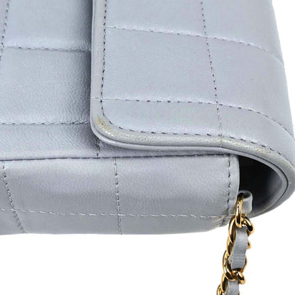 Chanel 2001-2003 Light Blue Lambskin Choco Bar East West Shoulder Bag