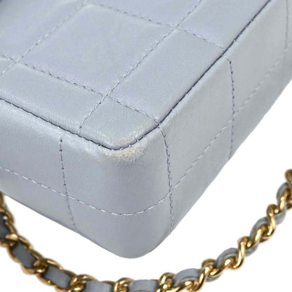 Chanel 2001-2003 Light Blue Lambskin Choco Bar East West Shoulder Bag