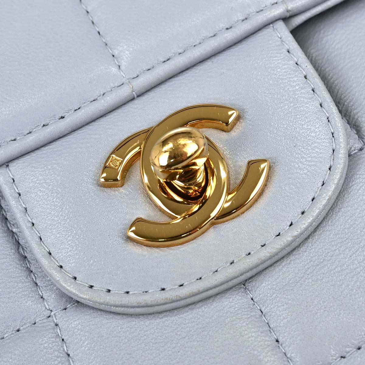Chanel 2001-2003 Light Blue Lambskin Choco Bar East West Shoulder Bag