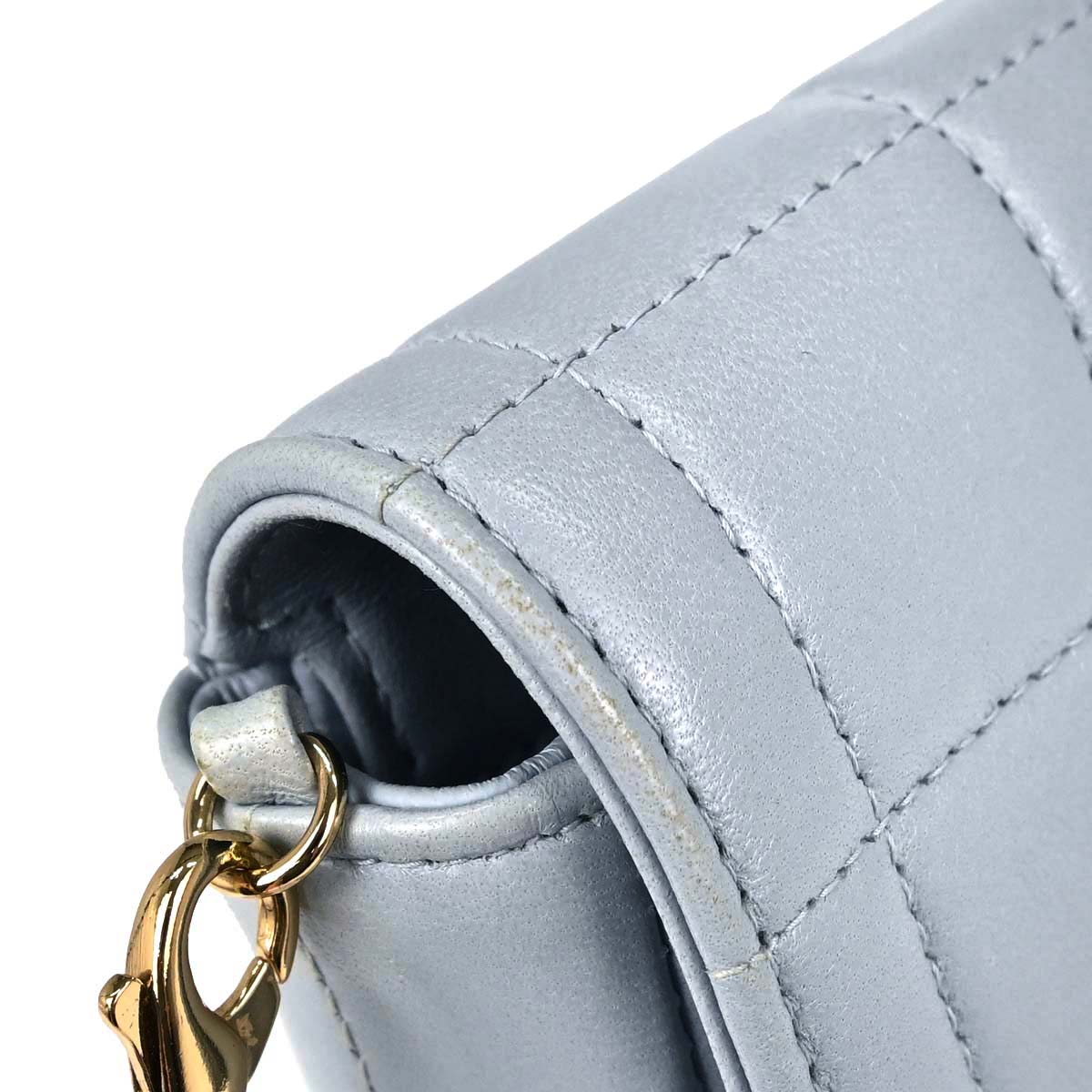 Chanel 2001-2003 Light Blue Lambskin Choco Bar East West Shoulder Bag