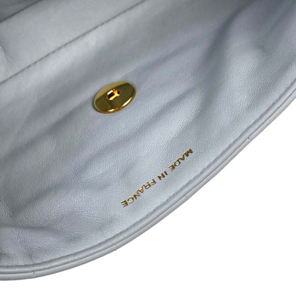 Chanel 2001-2003 Light Blue Lambskin Choco Bar East West Shoulder Bag