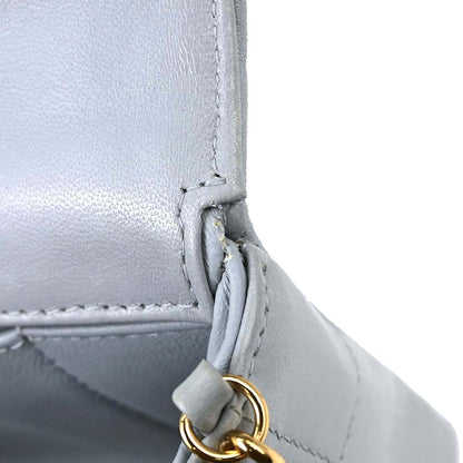 Chanel 2001-2003 Light Blue Lambskin Choco Bar East West Shoulder Bag