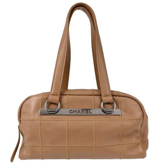 Chanel 2004-2005 Brown Caviar Skin Wild Stitch Choco Bar Handbag